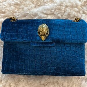 Kurt Geiger Blue and Gold Crocodile-Embossed Clutch
